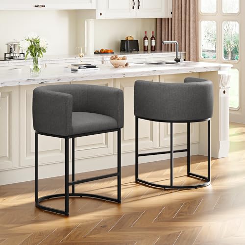 26" H Counter Height Bar Stools Set of 2 (Carbon Black / Set of 2)