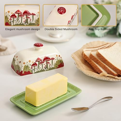 Ceramic Butter Dish with Lids (['White', 'Red', 'Green'] / Standard)