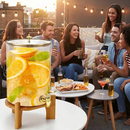 2 Pack 2 Gallon Each Amber Glass Drink Dispensers with Spigot (2 Gallon)
