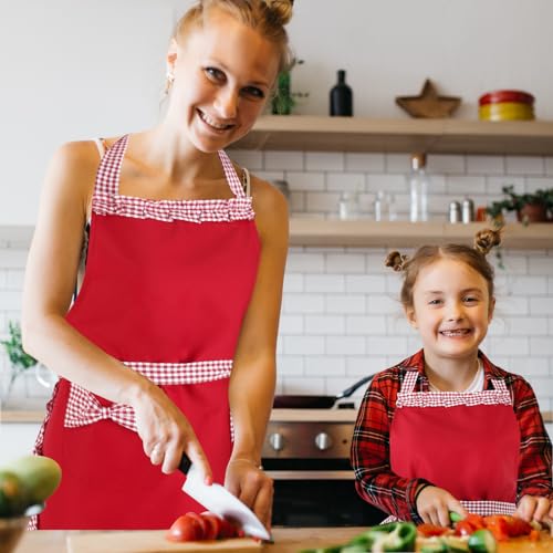 2 Pack Parent and Child Aprons Set (Red)