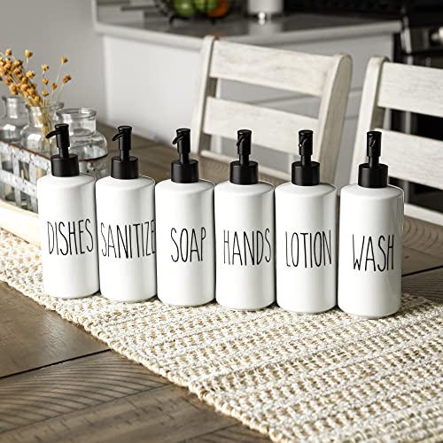Porcelain 16oz Kitchen Soap Dispenser. Detergent Dispenser or Dish Soap Dispenser for Kitchen Sink. White Soap Dispenser (DISHES)