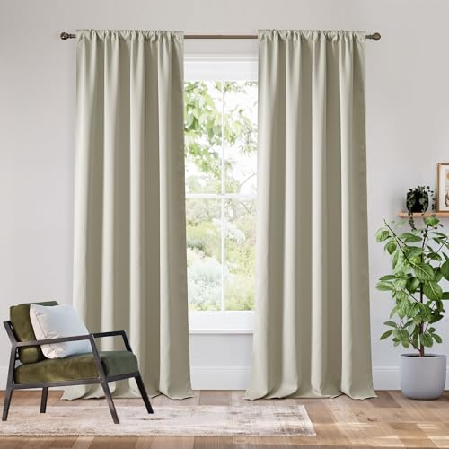 Bedroom Blackout Curtains 80 inches Long (100% Blackout - Natural / 34"W x 80"L (Pack of 2))