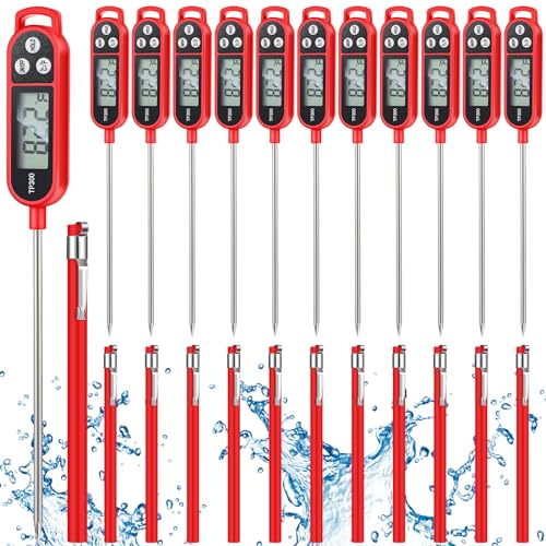 12 Pcs Meat Food Thermometer Food with Probe (Red)