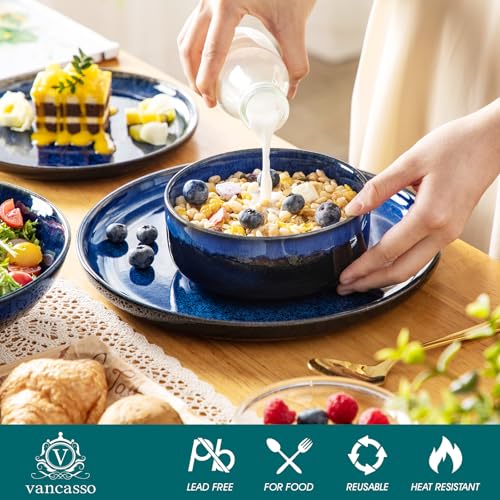 Starry Plates and Bowls Sets for 6 (Blue / 24 Pcs (Service for 6))