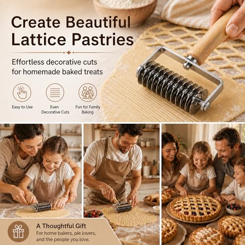 Pastry Lattice Roller Cutter (Wood)