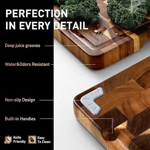 End Grain Cutting Board Set of 2 with Non (Set of 2)