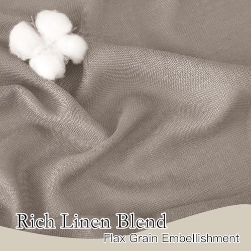 Linen Semi Sheer Curtains for Bedroom Living Room 84 inches Long (Birch Brown / 52"W x 84"L (Pack of 2))