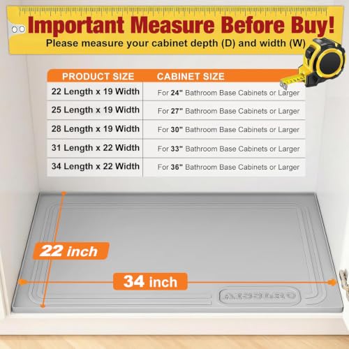 Under Sink Mat 34" X 22" (22"W x 34"L / Gray)