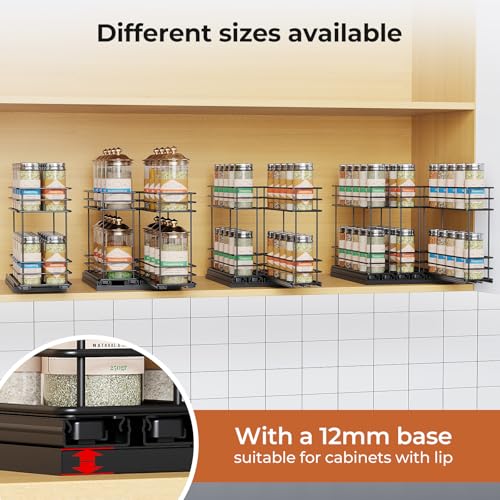 Pull Out Spice Rack Organizer for Cabinet (Black / 4.3" - 1 Drawer)