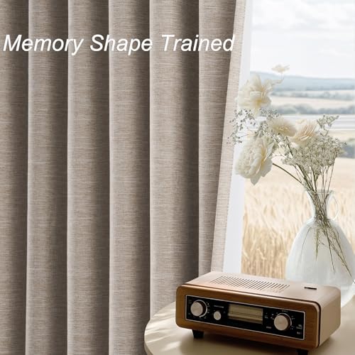 54 Inches Long Short Small Window Blackout Curtains Boho Farmhouse Linen Heat Blocking&Soundproof Room Darkening Curtains Back Tab Pleated with Hooks Fall Home Decor (Linen / 52"W x 54"L (Pack of 2))
