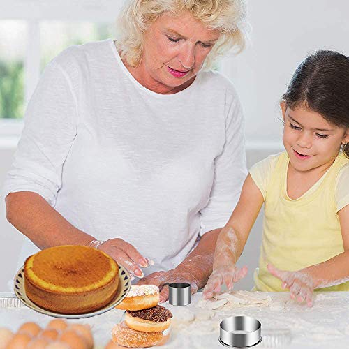 9 Pieces Stainless Steel Cookie Cutter Set Biscuit Plain Edge Round Cutters Metal Ring Baking Molds (9 Sizes Plain Edge)