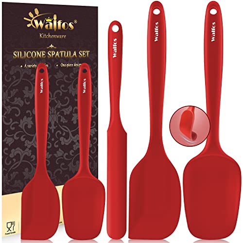 Silicone Spatula Set of 5 (Red / 5 pieces Scraper Spatulas 600°F)