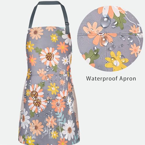 2 Pack Floral Aprons with Pocket (2pack #C)