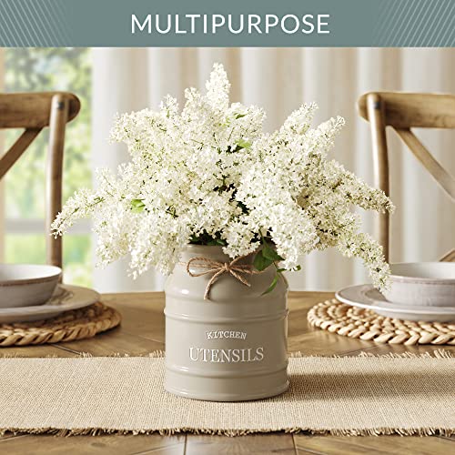 Ceramic Kitchen Utensil Holder Countertop 6.75″ (Taupe)