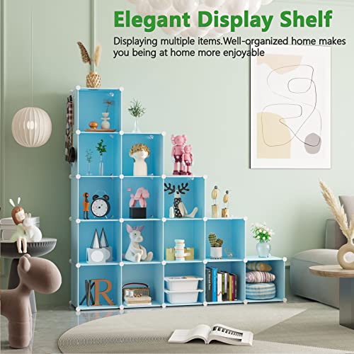 16 Cube Storage Organizer Cube Shelves Units Storage Cubes (Blue)
