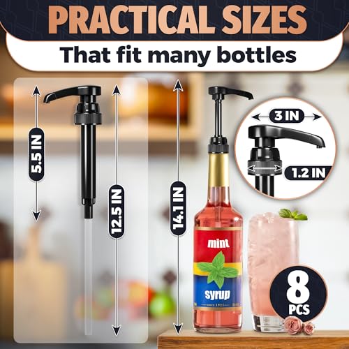 8 Pcs Coffee Syrup Pump (Black 8-pack)