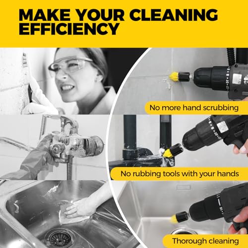 9Pack Drill Brush Attachments Set (Yellow)