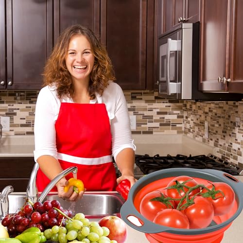 Red Round Silicone Collapsible Colander (Red 1PC)