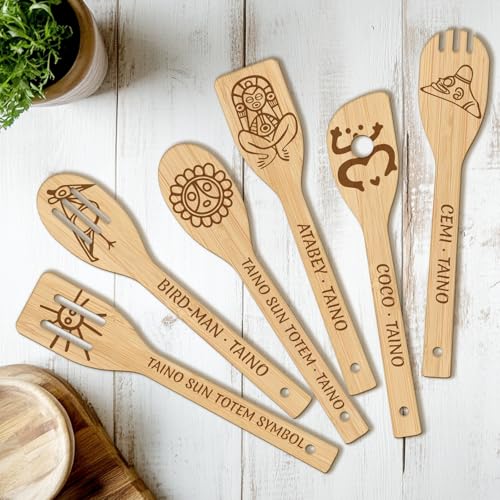 6PCS Taino Element Wooden Kitchen Cooking Utensil Set (Taino Element)
