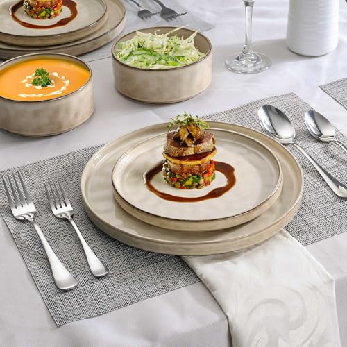 18 Piece Dinnerware Dish Set for 6 (18-Piece / Sandy Beige)