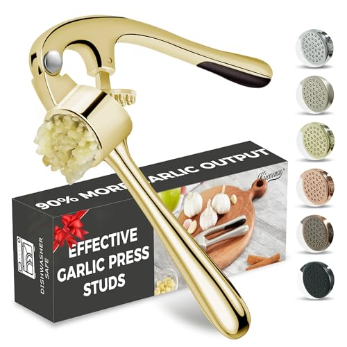 High Effective Garlic Press With Studs (Golden)