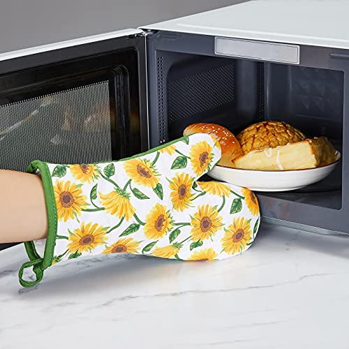 Oven Mitts and Potholders Dish Towles Set 100% Cotton for Perfect for Gifting (Yellow)