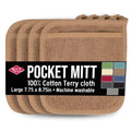 Terry Pocket Mitt & Hot Pad (4-Pack / Mocha Brown)