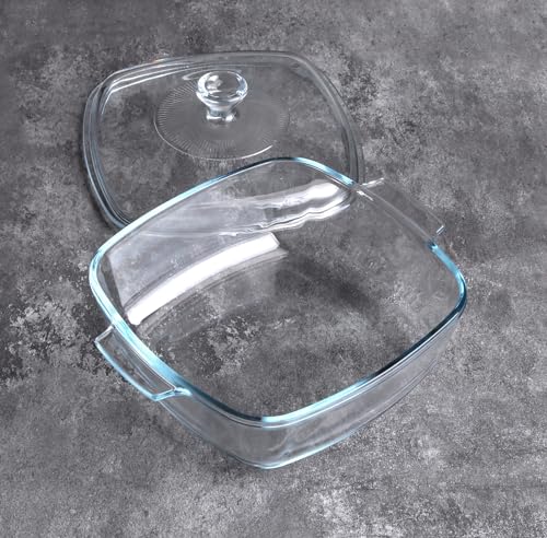 Clear Square Glass Casserole with Lid (1.5-Quart Square)
