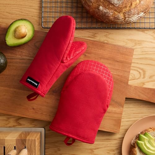Gourmet Series Gridlines Mini Oven Mitts 2 (Passion Red)