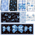 10 Pcs Blue Bow Kitchen Decor Set Dish Towels Kitchen Rugs Oven Mitts and Pot Holders for Cooking Baking Grilling Women Mom Gift (Bright Blue, Black / Bow)