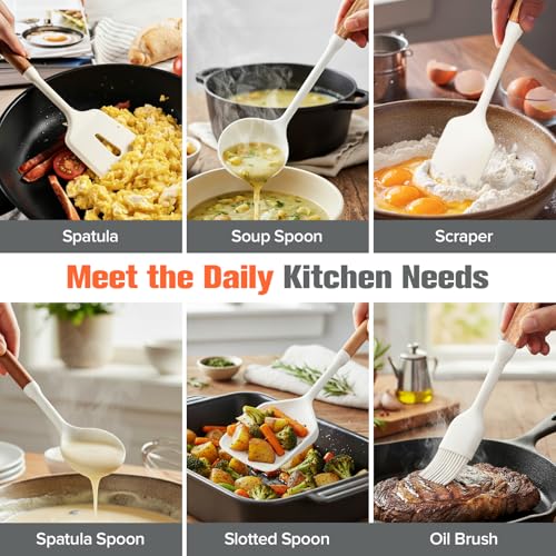 Silicone Cooking Utensils Set of 7 (White)