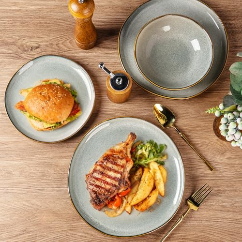 Ceramic Dinnerware Sets for 8 (Green Wheat / Service for 8(24Pcs))