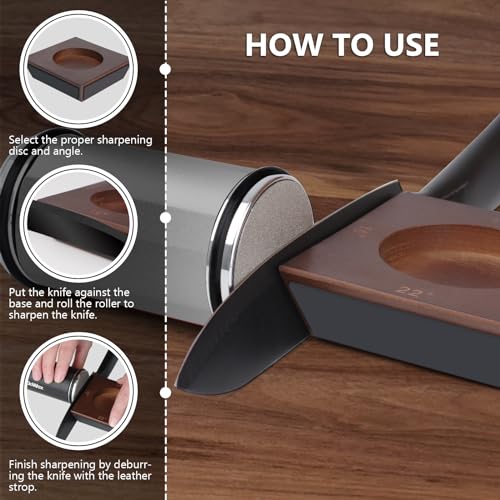 Longer Rolling Knife Sharpener with Leather Strop