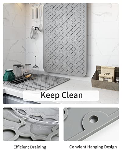 Dish Drying Mats for Kitchen Counter (Gray / 16" x 24")