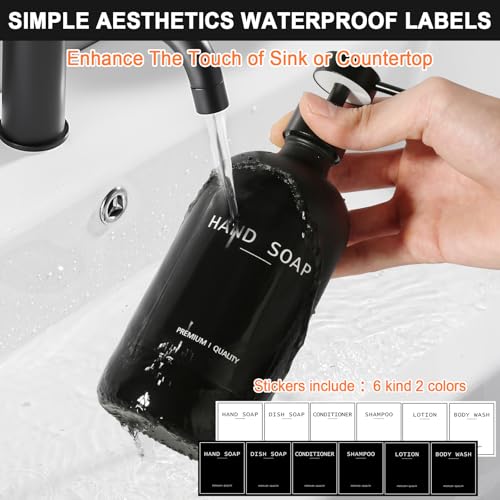 Black Glass Soap Dispenser with Stainless Steel Pump (Black / 2 Pack)