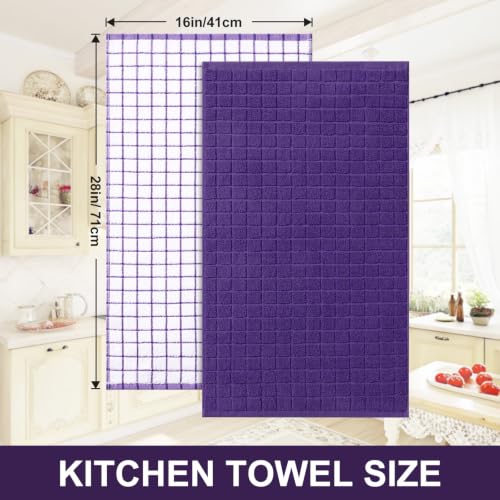 Large Premium Cotton Kitchen Towels 16"x 28" (Purple / 16" X 28" - 12 Pack)