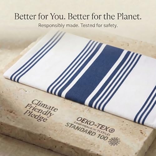Kitchen Towels 100% Cotton Dish Towels for Kitchen (20" x 30" (Set of 6) / 001 Indigo Blue/White)