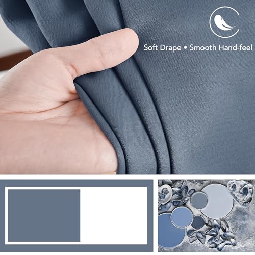 Blackout Curtains for Bedroom (Grayish Blue / 42"W x 72"L (Pack of 2))