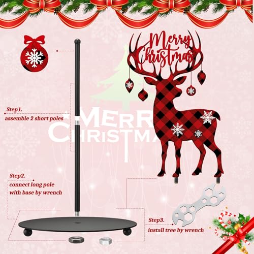 Christmas Paper Towel Holder Reindeer Buffalo Plaid Countertop (Reindeer)