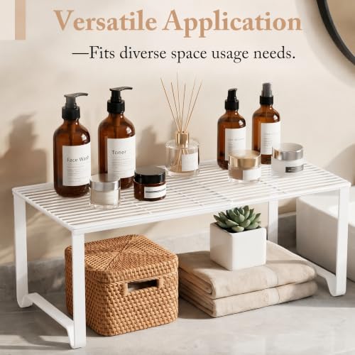 Extendable Metal Wire Shelf Organizer (White / 1 Pack)
