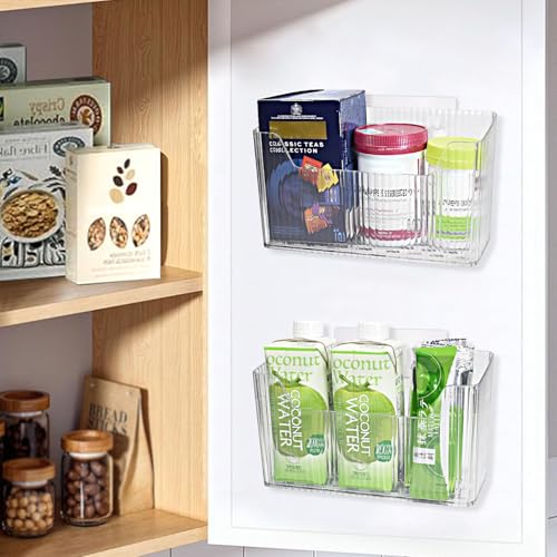 2 Pack Adhesive Cabinet Door Organizer Storage Caddy (Clear)