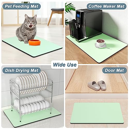 Coffee Mat 16" x 24" Coffee Bar Mats for Espresso Machine Station Accessories and Organizer (A-Lake Green / 16" x 24")