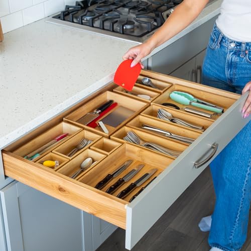 Bamboo Drawer Organizer Boxes (21-Piece)