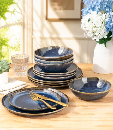 Ceramic Dinnerware Sets for 6 (Ocean Teal / Service for 6(18Pcs))