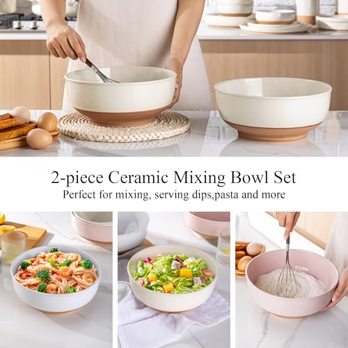 9.8’’ Ceramic Serving Bowls (2PCS / Light Beige)