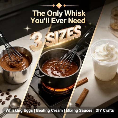 Silicone Balloon Whisk (9+11+12 inch / 3 Pcs Black)