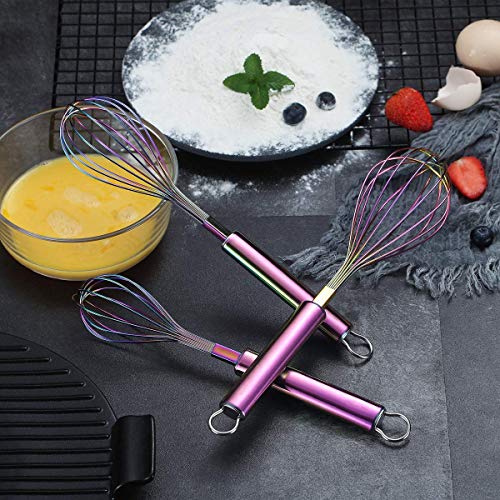 Rainbow Whisk Pack of 3 Stainless Steel 8" (7. Rainbow)