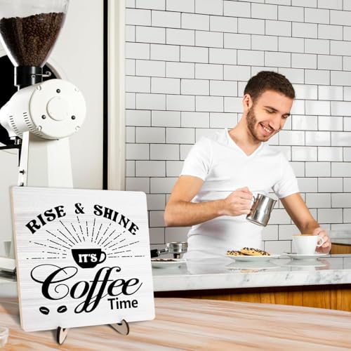 Vintage Coffee Bar Wooden Plaque Desk Sign (Coffee- White02)
