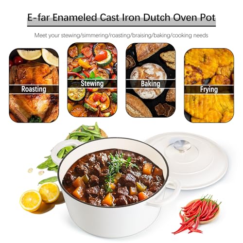 7QT Enameled Dutch Oven (7 QT-Round / White)