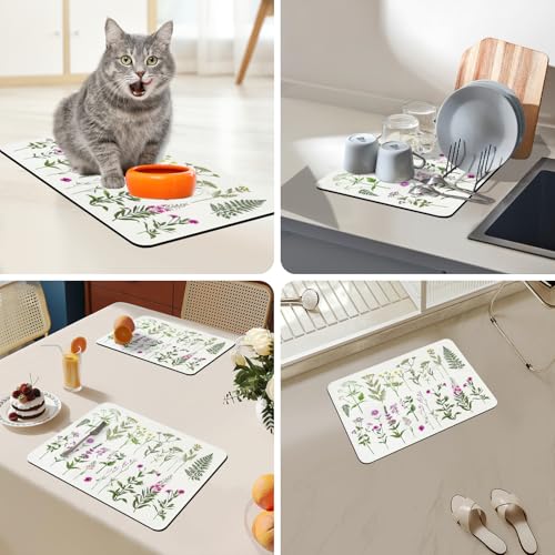 Kitchen Mat Coffee Mat 12"x19" (2-Row Flower / 19" x 12")